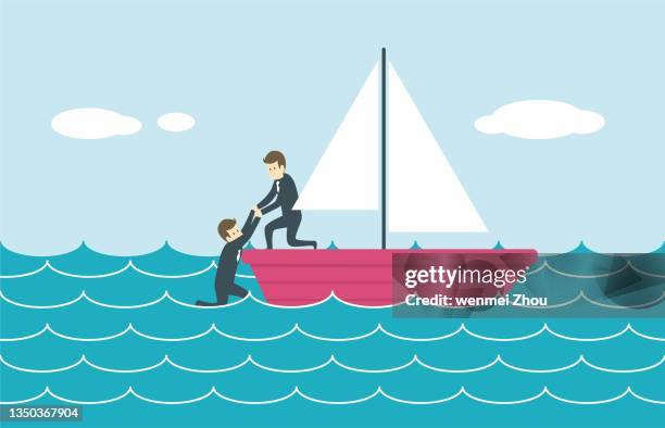 drowning - sailing crew stock illustrations
