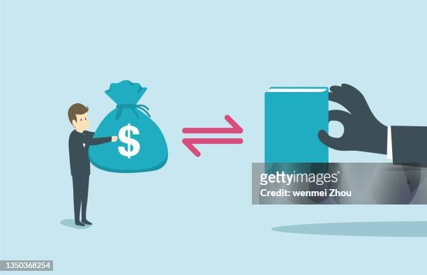 exchanging - royalty payment stock illustrations