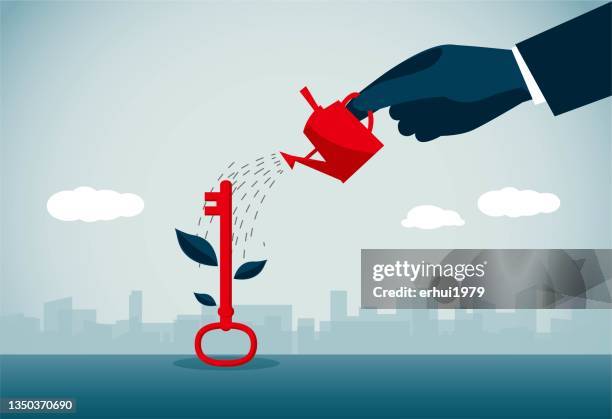 cultivated - watering can stock illustrations