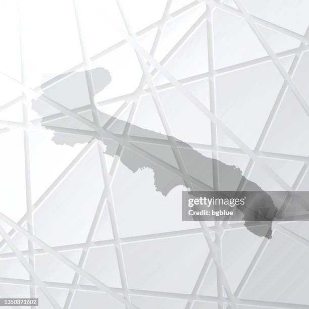 apulia map with mesh network on white background - puglia stock illustrations
