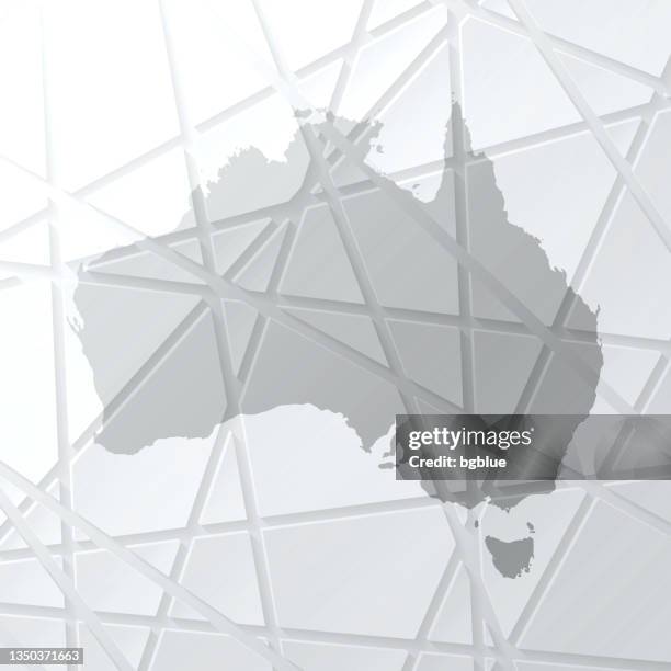 australia map with mesh network on white background - map grid texture stock illustrations