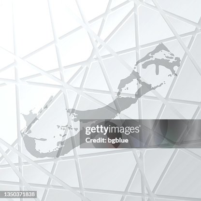 Bermuda map with mesh network on white background Bermuda map with mesh network on white background