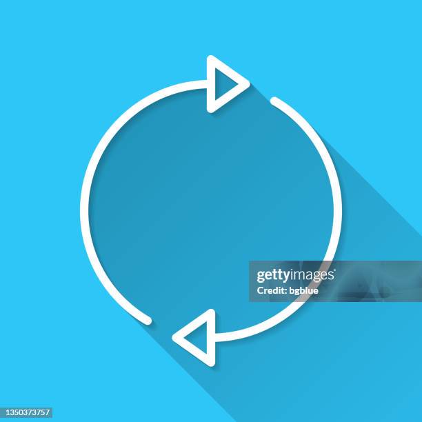 refresh. icon on blue background - flat design with long shadow - 3d arrow cycle stock illustrations