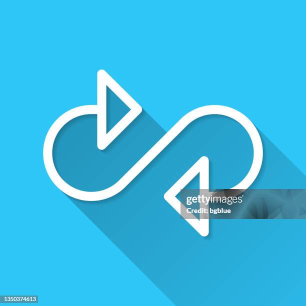infinite. icon on blue background - flat design with long shadow - infinity symbol editable stock illustrations