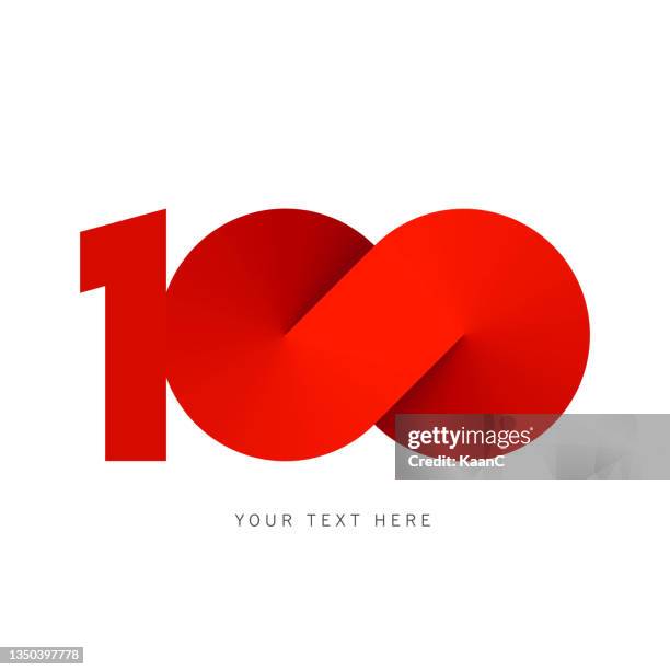 bildbanksillustrationer, clip art samt tecknat material och ikoner med number 100 lettering with an infinity symbol. 100 years anniversary vector illustration. creative design. business success. vector illustration - 100