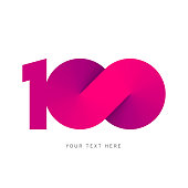 Number 100 lettering with an infinity symbol. 100 Years Anniversary Vector Illustration. Creative design. Business success. Vector illustration