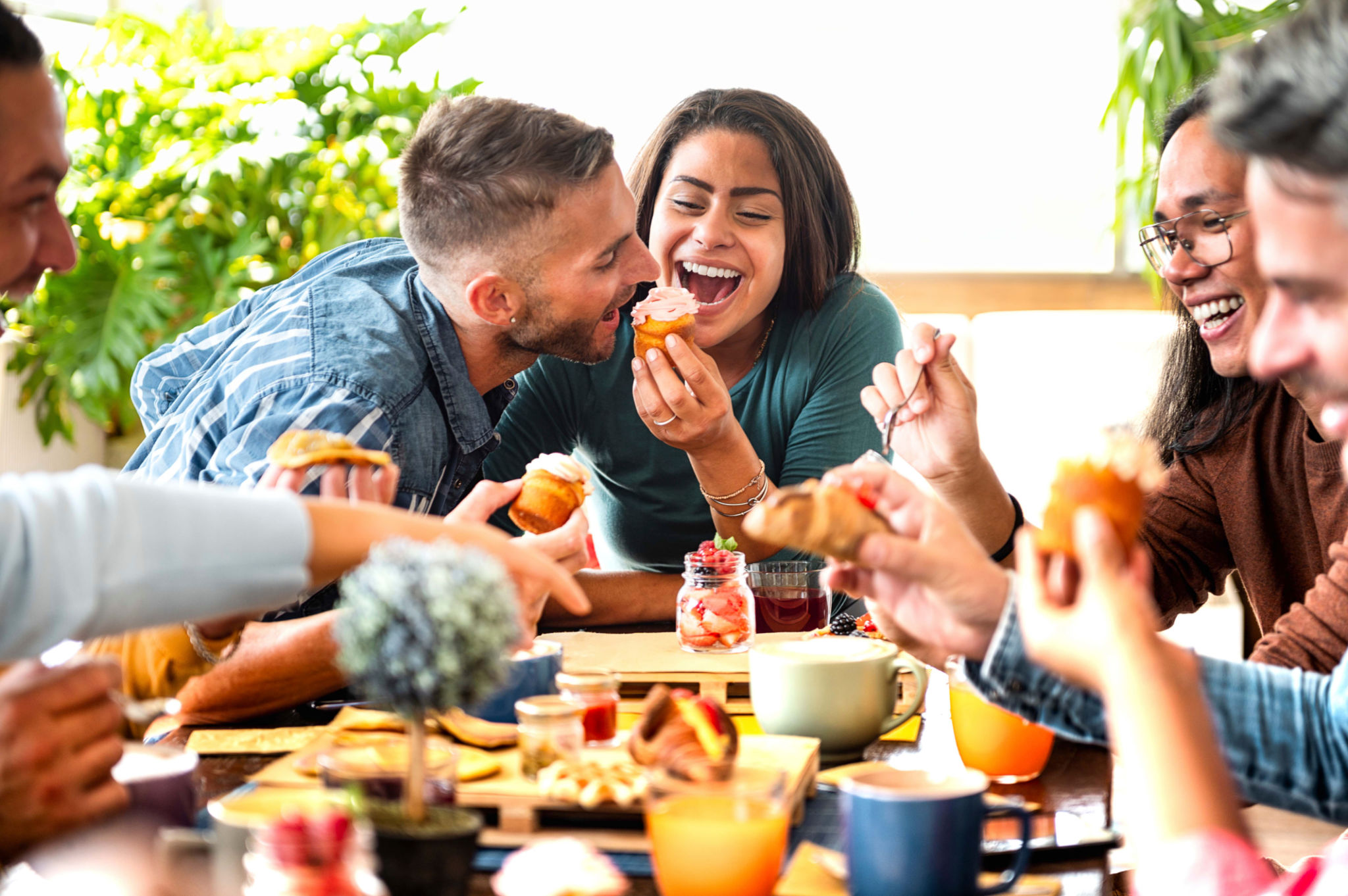 people eating pastries