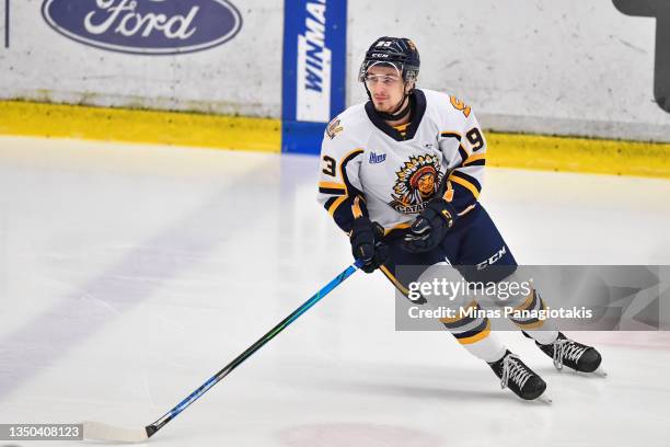 Lorenzo Canonica of the Shawinigan Cataractes skates during the warmups against the Blainville-Boisbriand Armada at Centre d'Excellence Sports...