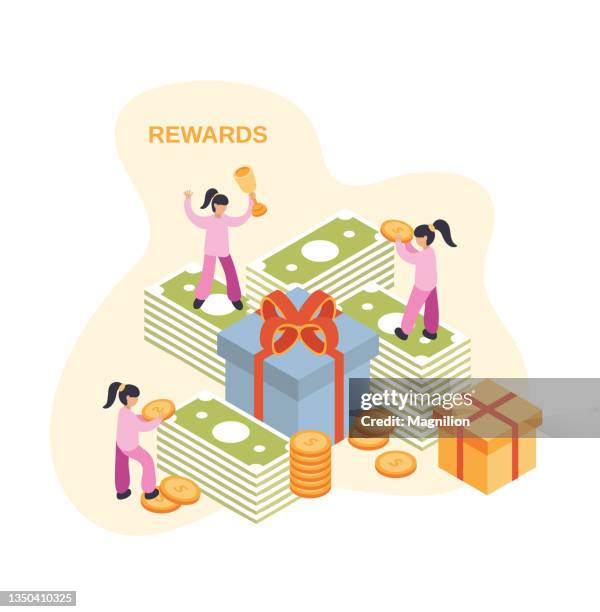 rewards isometric illustration - rewards program stock illustrations