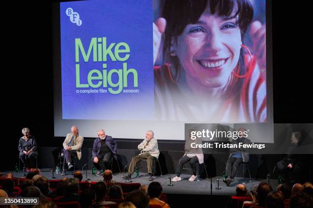 Sheila Kelley, Stephen Bill , Anthony O'Donnell, Director Mike Leigh, Alison Steadman, Roger Sloman and BFI Lead Programmer Justin Johnson attend the...