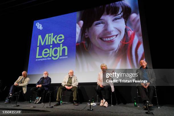 Stephen Bill , Anthony O'Donnell, Director Mike Leigh, Alison Steadman and Roger Sloman attend the "Nuts In May" BFI Q&A at BFI Southbank on October...