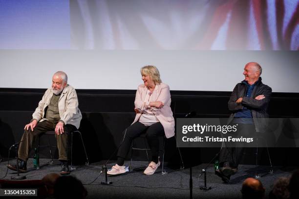Director Mike Leigh, Alison Steadman and Roger Sloman attend the "Nuts In May" BFI Q&A at BFI Southbank on October 31, 2021 in London, England.