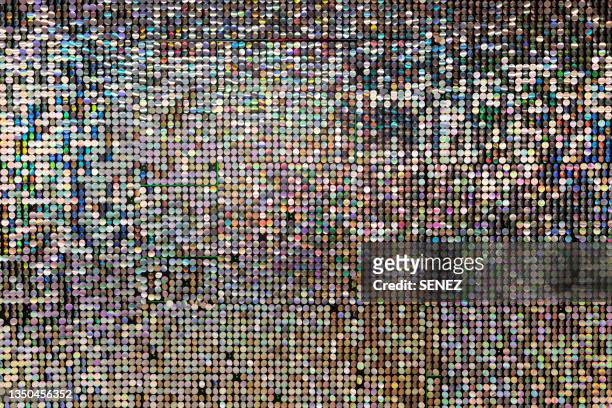 full frame shot of colourful vibrant glittering sequins - yellow dress stock pictures, royalty-free photos & images