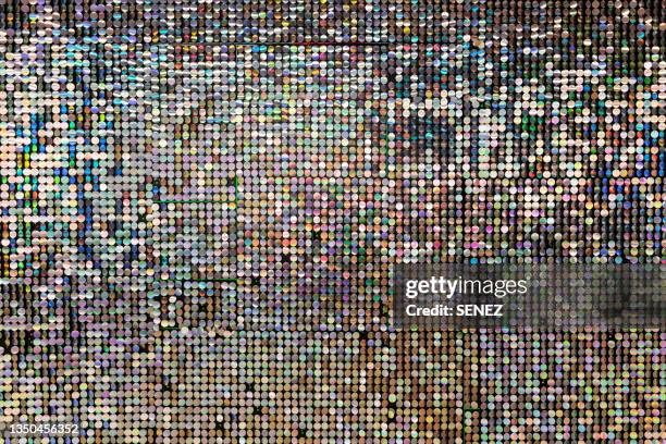 full frame shot of colourful vibrant glittering sequins - metallfärgad klänning bildbanksfoton och bilder