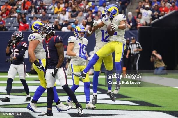 Robert Woods of the Los Angeles Rams celebrates after a touchdown during the second quarter against the Houston Texans at NRG Stadium on October 31,...