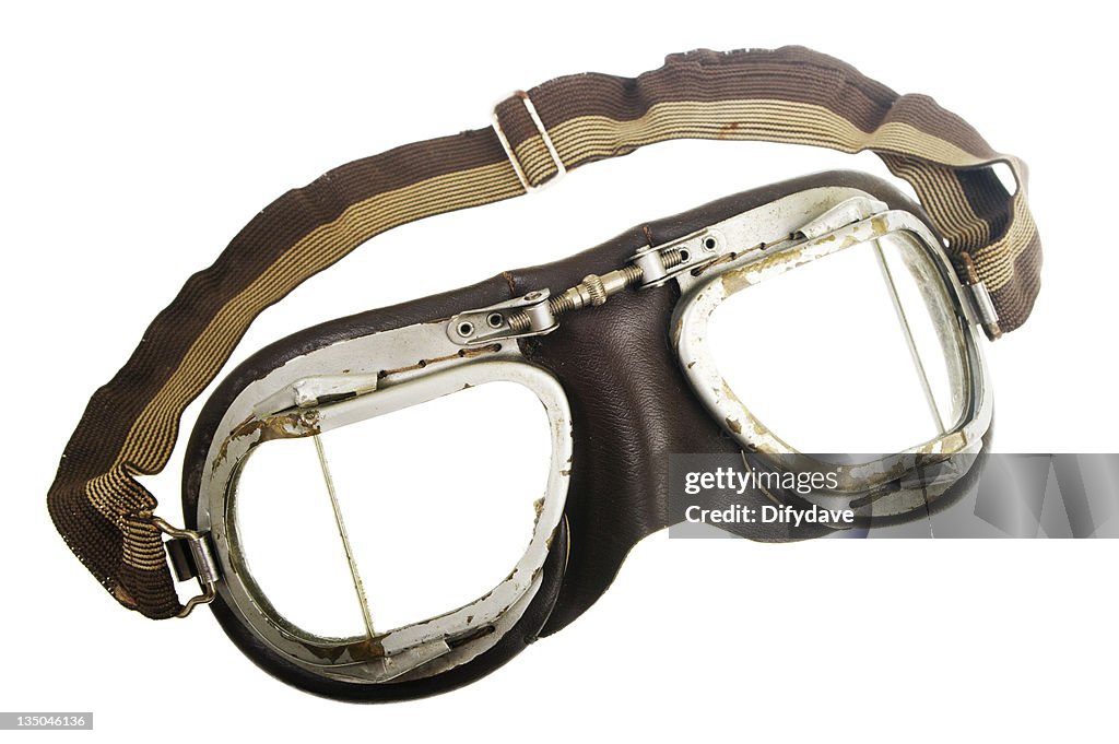 Vintage pilot goggles with elastic strap