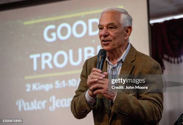 Bobby Valentine, the former MLB manager and current candidate for mayor of Stamford, CT speaks during a campaign event at the First Haitian Free...