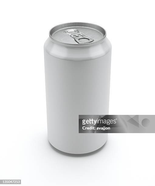 label-less soda can standing unopened on a white background - läskburk bildbanksfoton och bilder