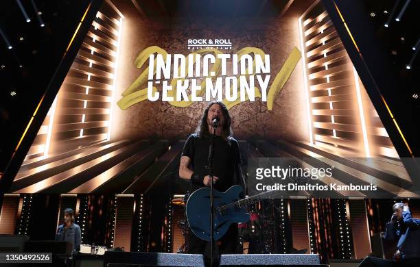 Dave Grohl of The Foo Fighters perform onstage during the 36th Annual Rock & Roll Hall Of Fame Induction Ceremony at Rocket Mortgage Fieldhouse on...