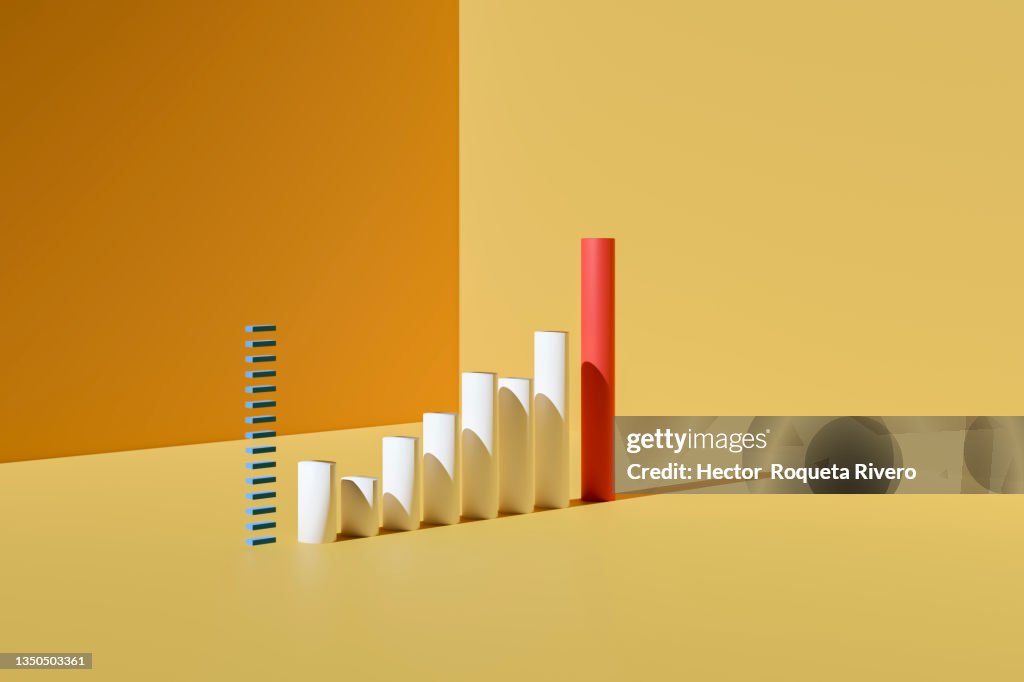 3D of Arrows business growth infographic blank template in yellow background