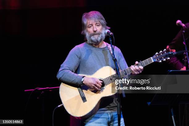King Creosote performs on stage for "Pathway To Paris" at Theatre Royal on the opening eve of the United Nations Climate Change Conference, COP26, on...