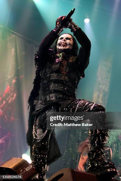 Dani Filth of Cradle of Filth performs at The Roundhouse on October 31, 2021 in London, England.