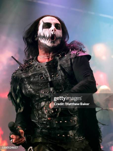 Dani Filth of Cradle of Filth performs at The Roundhouse on October 31, 2021 in London, England.