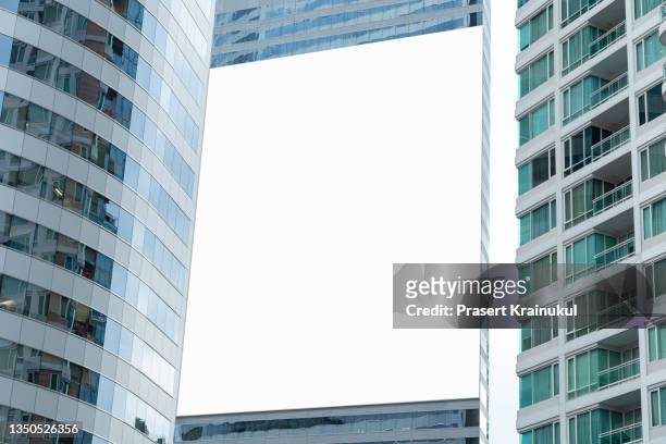 large billboard on modern building wall, mock up - building billboard stock pictures, royalty-free photos & images