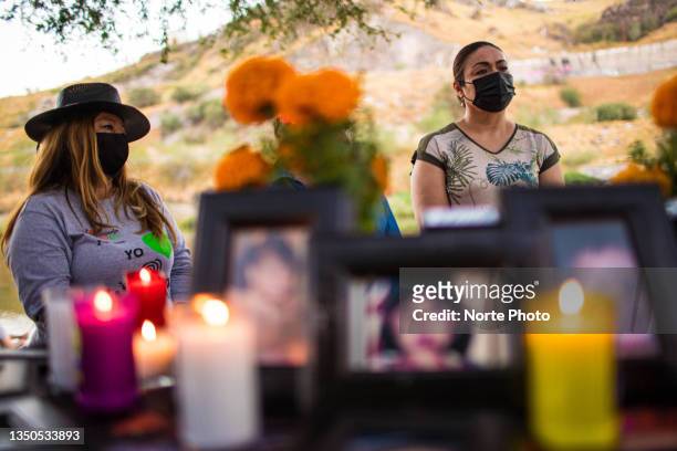 Patricia Duarte mother of one of the 49 children who died in the ABC nursery fire stands next to the altar during a vigil ahead of Day of the Dead at...