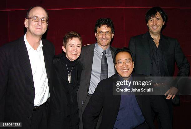 Peter Geld, Dean Elizabeth M. Daley, Dean Robert A. Cutietta, Yo-Yo Ma and Andrea Morricone at a reception after a concert with Yo-Yo Ma featuring...