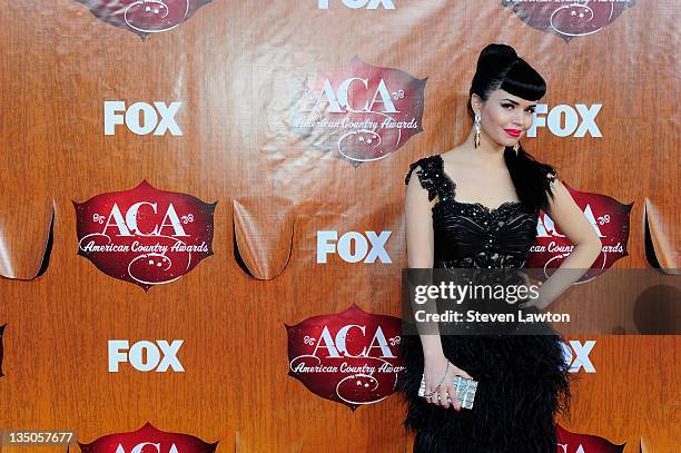 Recording artist Susie Brown of The JaneDear Girls arrives for the American Country Awards at the MGM Grand Garden Arena on December 5, 2011 in Las...