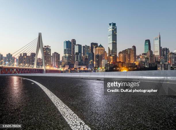 chongqing city road - cable stayed bridge stock-fotos und bilder