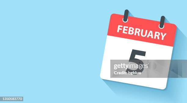 ilustrações de stock, clip art, desenhos animados e ícones de february 5 - daily calendar icon in flat design style - day 5