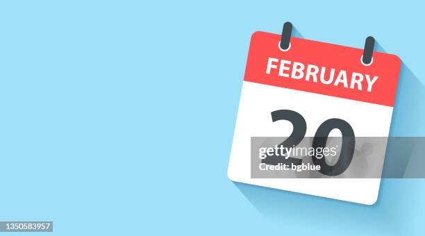 february 20 - daily calendar icon in flat design style - february 20 stock illustrations