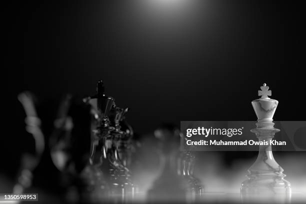 chess pieces on a chessboard - scacchi foto e immagini stock