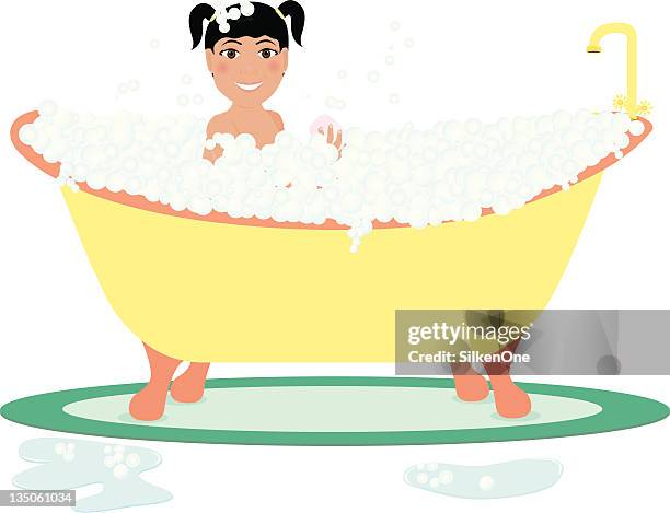 bathtub fun - puddle white background stock illustrations