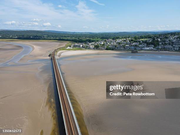 viaduct across the bay - morecambe bay stock pictures, royalty-free photos & images