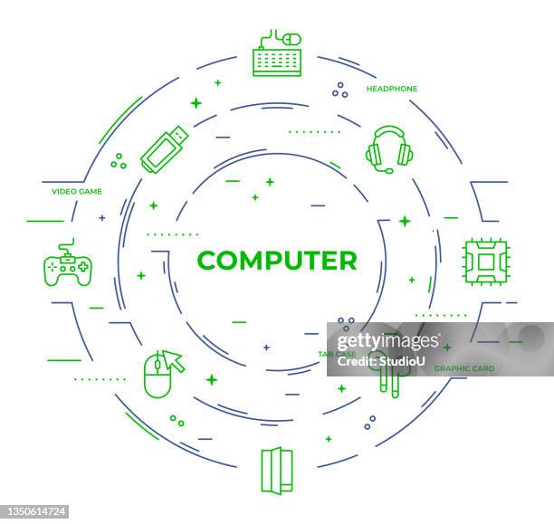 computer infographic template - mouse pad stock illustrations