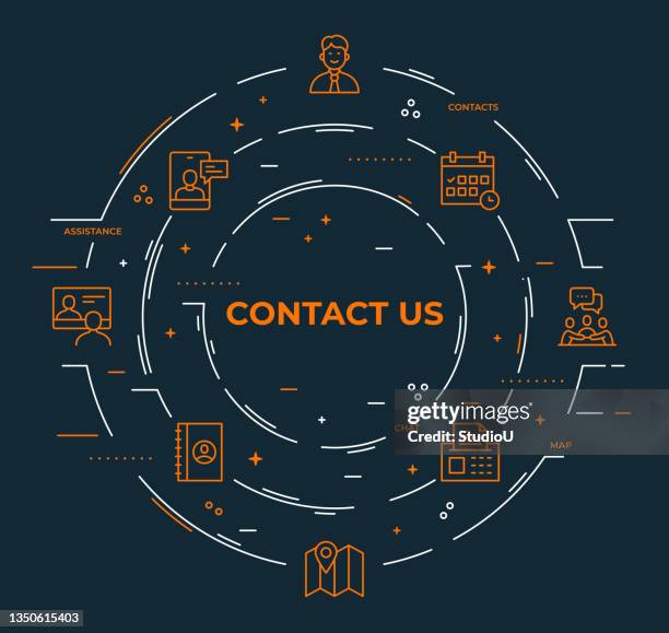 contact us infographic template - contact us stock illustrations