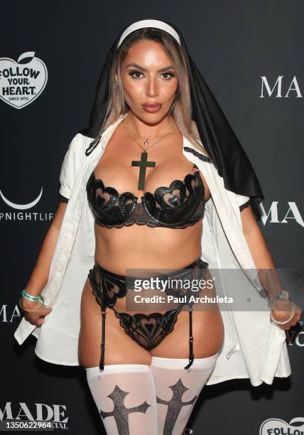 Social Media Personality Ara Queen Bae attends the 2021 Maxim Halloween Party produced by MADE Special at Hyde Nightclub on October 31, 2021 in Los...