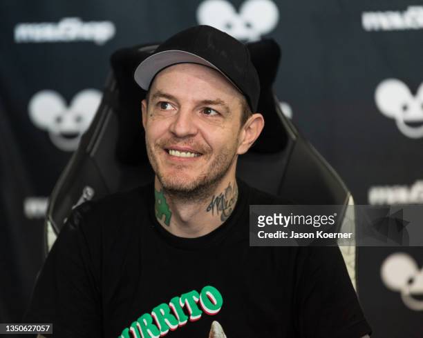 Joel Thomas Zimmerman known professionally as Deadmau5 is seen attending Mau5hop Miami during the 2021 Day Of The Deadmau5 on October 30, 2021 in...