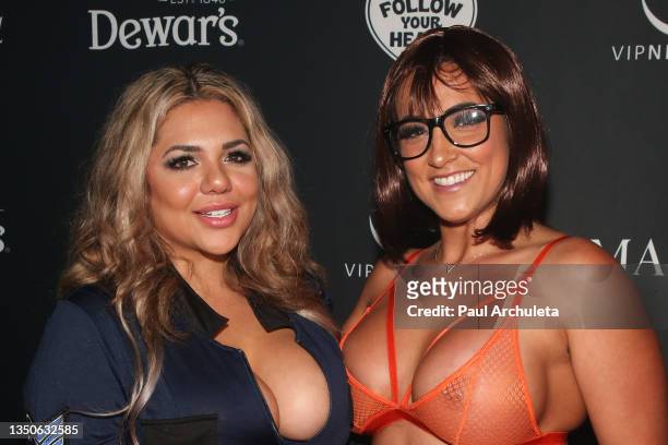Social Media Personality Courtney Tillia and Malisa Ray attend the 2021 Maxim Halloween Party produced by MADE Special at Hyde Nightclub on October...