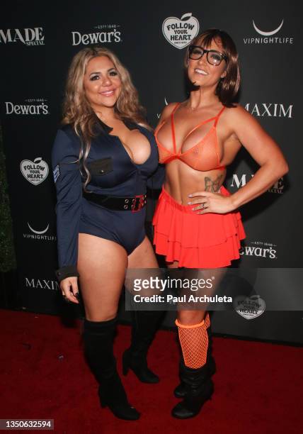 Social Media Personality Courtney Tillia and Malisa Ray attend the 2021 Maxim Halloween Party produced by MADE Special at Hyde Nightclub on October...