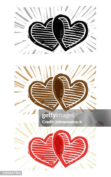 illustrations, cliparts, dessins animés et icônes de illustration du cœur lonocut - gravure sur bois