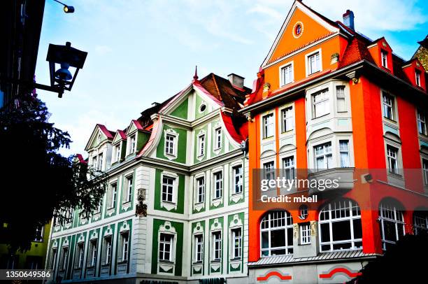 colorful old town buildings in the town of regensburg germany - regensburg stock pictures, royalty-free photos & images