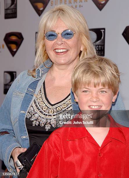 Roseanne Barr and her son Buck during "Superman Returns" World Premiere Sponsored By Belstaff at Mann Village and Bruin Theaters in Westwood,...