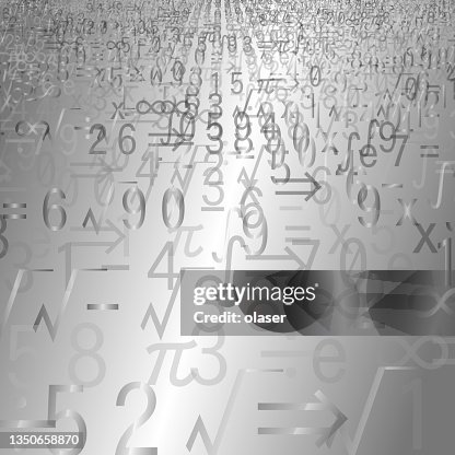 One Random Math Sign Random Math Symbols And Digits On Metal Surface High-Res Vector Graphic ...