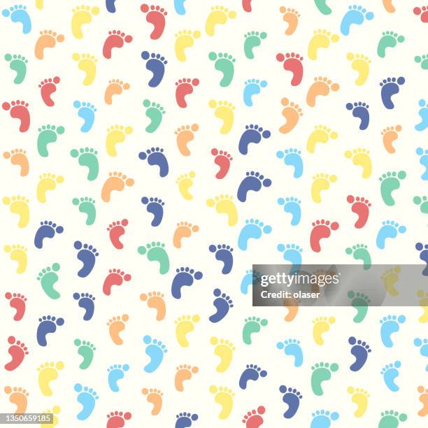 colorful bare feet grid pattern, right and left - baby background stock illustrations