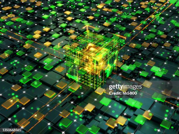 futuristic high-tech computer network concept with artificial intelligence - digital core stock pictures, royalty-free photos & images
