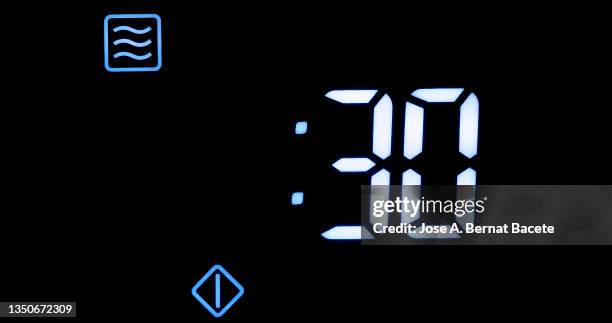 front oven timer with clock numbers ready to program. - microwave timer stock pictures, royalty-free photos & images